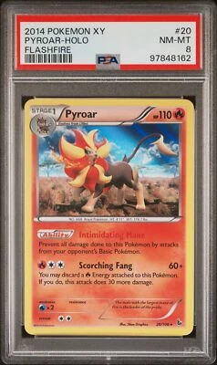 2014 POKEMON XY FLASHFIRE #20 PYROAR-HOLO PSA 8 - Image 1 of 2