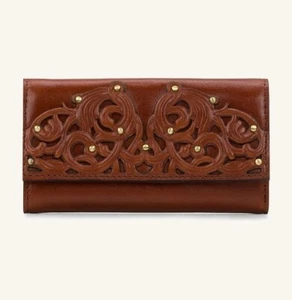 Patricia Nash Terresa Feligree Collection Tan Leather Studded Wallet RFID - Bild 1 von 5