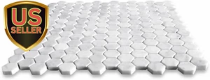 Carrara White Marble 1 Inch Hexagon Mosaic Tile Honed Kitchen Bath Wall Floor... - Picture 1 of 1