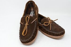 MINNETONKA Men's Slippers Chocolate Size 9 Plush Lined Hard sole