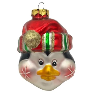 PINGÜINO DE VIDRIO SOPLADO ESTILO VIEJO MUNDO CON TAPA ROJA adorno de Navidad brillo - Imagen 1 de 6