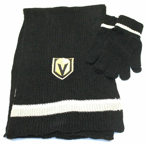 Vegas Golden Knights Chenille Knit Scarf and Glove NHL Set VGK Vegas Strong Cover