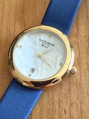 Akribos XXIV Women's Sapphire Coated Crystal Diamond MOP Dial Watch - Image 1 of 4