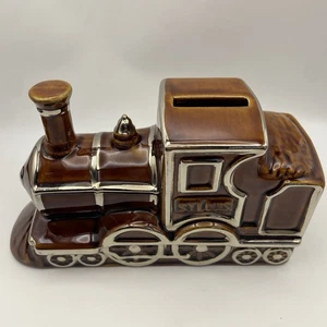 Price Kensington 4078 Vintage Brown Ceramic Train Money Box Locomotive England - Foto 1 di 19