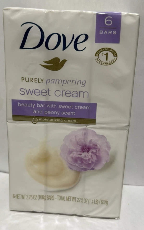 Dove Purely Pampering Beauty Bar Sweet Cream & Peony 4 Oz Bars 6 EA (pack of 4)