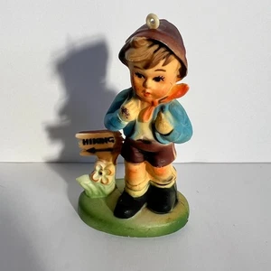 Vintage 80's Plastic Hummel Style Christmas Tree Ornament Boy Hiking 4" HongKong - Picture 1 of 4