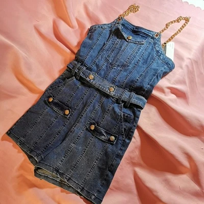 d.i.a. Size Small Rare Denim Chains Shorts Romper Gyaru Gal Style Japan Fashion - Image 1 of 4