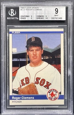 1984 Обновление Fleer Роджер Клеменс U-27 дебютант RC XRC BGS 9 как новый Boston Red Sox - Изображение 1 из 2