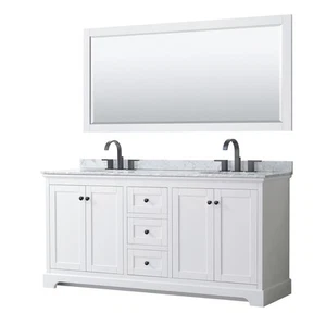 Wyndham Collection WCV232372DCMUNOM70 Avery 72" - White / White Carrara Marble - Picture 1 of 12