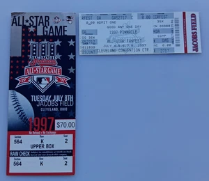 1997 CLEVELAND INDIANS BASEBALL ALL STAR GAME FULL TICKET BOX SEAT JACOBS ASG - Picture 1 of 9