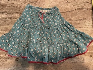 Mini Boden Teal Corduroy Skirt With Velvet Trim. Leaf Print. 5-6 Yr - Picture 1 of 8