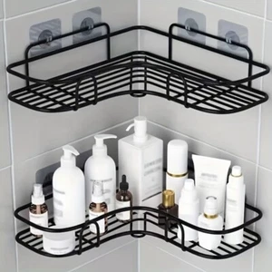 2Pcs Corner Shower Caddy Rack Bathroom Shelf Wall Mounted Storage Organizer - Picture 1 of 5