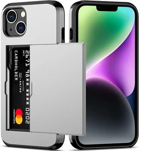 Wallet Armor Card Case For iPhone 16 15 Pro Max 14 13 12 11 XR XS 8 Plus 7 SE 6 - Picture 1 of 12