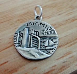 Sterling Silver 16mm round says Miami Gateway to the Americas double sided Charm - Picture 1 of 5