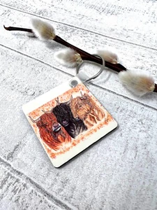 Handmade Highland Cow Keychain - The Clan - Picture 1 of 2
