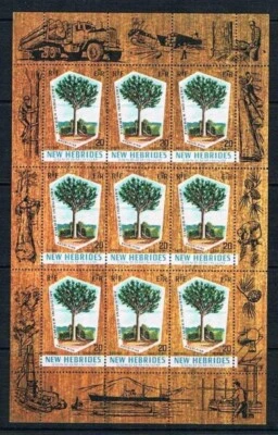 Nuevas Hébridas 1969 - Pino Kauri - Hoja de 9 e Individual - SC 132 [SG 135] MNH G8 Foto 1 de 3