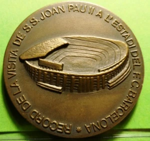 MEDAL - Pope JOANNES PAULUS II,1982, Visit to the F.C. Barcelona, UNC - Picture 1 of 2