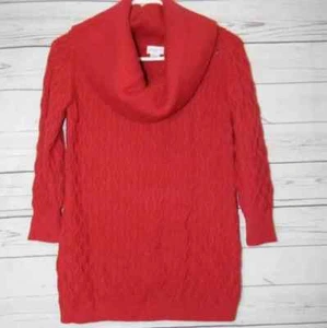 Jaclyn Smith Womens Sweater Red Knit Geometric Long Sleeve Cowl Neck Size M - Picture 1 of 3