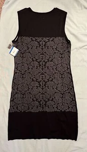 NWT Anne Klein XL Travel Sheath Dress Stretch Knit Sleeveless Floral Sweater - Picture 1 of 4