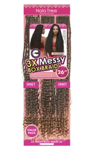Janet Collection Nala Tress 3X MESSY BOX BRAID Crochet Braid 26inch /OET1B/30 - Picture 1 of 2