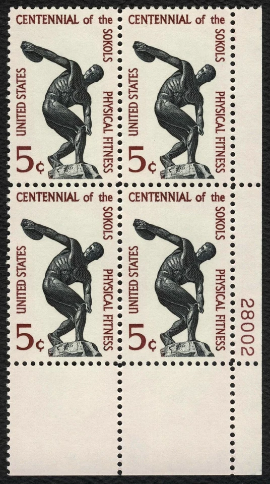 #1262 5c Centennial of the Sokols, Plate Block [28002 LR] **ANY 5=FREE SHIP** - Image 1 of 1