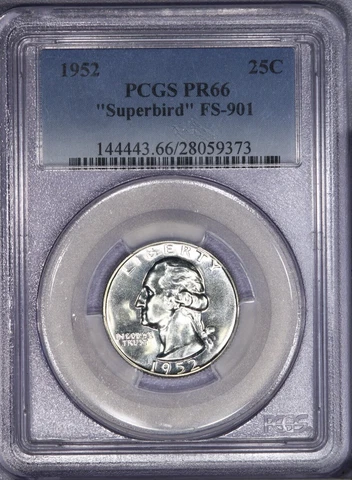 1952 Washington Quarter PCGS PR66 PF66 FS-901 Superbird LB Cover