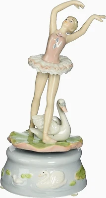 Figura musical bailarina con cisne, de Cosmos SC49153 porcelana fina 7-3/8 pulgadas Foto 1 de 4