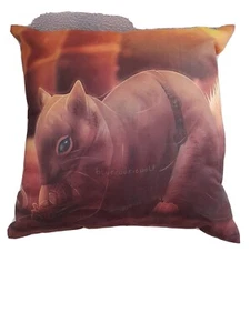 Animal Art Work Cushion, print on one side, beige faux fur, 18 x 18 inches - Picture 1 of 2