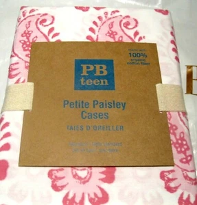 Zwei POTTERY BARN Teenager Bio Baumwolle Petite Paisley STANDARD KISSENBEZÜGE Rosa   - Bild 1 von 2