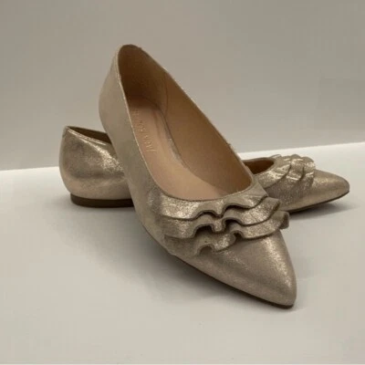 NWOT Jack Rogers Rosie Ruffle BalletGold metallic flat pointy toe shoeGorgeous - Image 1 of 4