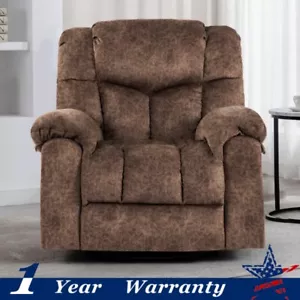 Swivel Rocking Recliner Chair Massage & Heating Bonded Leather Sofa 330lb Load - Picture 1 of 13