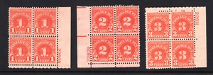 US Mint Plate Block ,Lot of 3 Postage Due Scott #J80, #J81, #J82, MINT MNH OG - Picture 1 of 1