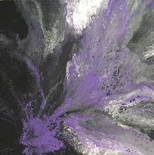 MODERN ORIGINAL ABSTRACT CANVAS PAINTING GREY BLACK PURPLE WHITE DEE'S FUNKY ART