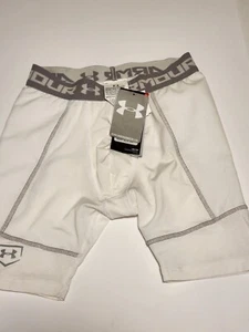 Under Armour Heat Gear Jungen weiß gleitende Kompressionsshorts Jugend Medium neu mit Etikett - Bild 1 von 6