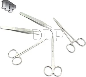 DDP 5 Pieces Scissors Forceps Hemostats Needle Holders - Picture 1 of 3
