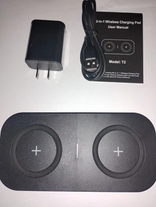 Chargeur sans Fil, 10W Max Double Chargeur Pad pour iPhone, Airpods, Samsung - Photo 1 sur 3