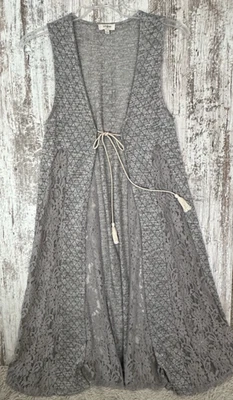 Suéter plumero brillante manga larga con corbata frontal gris plateado talla L UMGEE para mujer Foto 1 de 4