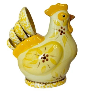 Chicken Rooster Hen TEMPTATIONS BY TARA Measuring Spoon Holder Set Yellow - Picture 1 of 8