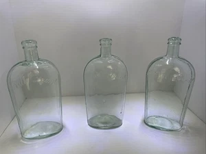 Lot Of 3 Antique Full Quart Whiskey Strap Side Flasks Blob Top - Picture 1 of 12