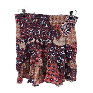CAbi Isabel Patchwork Ruffle Multicolor Short Skirt Size Medium - Picture 1 of 6