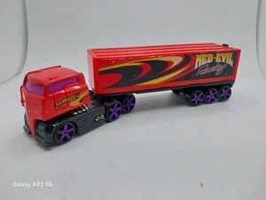 Hot Wheels 2008 Red Semi Truck with Pullout Loading Floor - Med Evil Racing - Picture 1 of 11