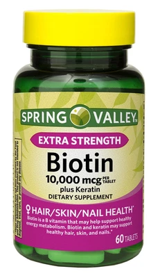 Suplemento en Tabletas de Biotina y Queratina Potencia 10.000 mcg 60 Cápsulas - Imagem 1 de 4