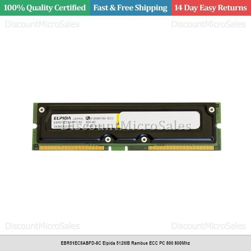 EBR51EC8ABFD-8C Elpida 512MB Rambus ECC PC 800 800Mhz - Image 1 of 1
