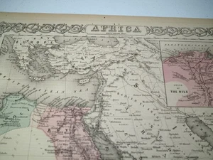 Original Colton Maps Africa Hand Colored 1855-2 Maps Eastern and Western Sheet - Picture 1 of 1