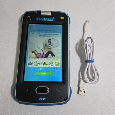 VTech KidiBuzz 1695 KIDS SMART PHONE DEVICE LEARNING TOY Blue Blk FACTORY RESET - Image 1 of 3
