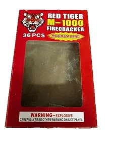 Vintage Red Tiger Firecracker Box Label. Use to Store Loose Crackers or Labels - Picture 1 of 1