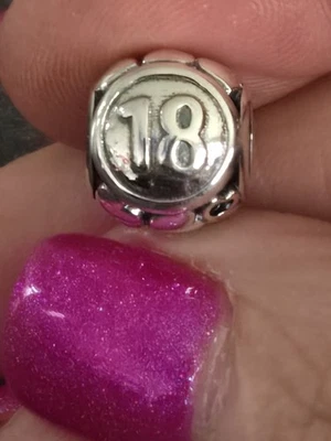 Sterling Silver 18th Birthday Charm + FREE Bracelet UK  - Image 1 of 4