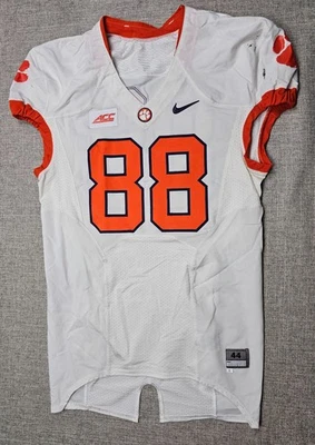Camiseta de fútbol americano Clemson Tigers para hombre 44 L blanca usada en juegos emitida por el equipo Nike #88 Foto 1 de 4