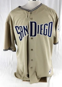Camiseta Majestic 52 999 marrón auténtica en blanco de los Padres de San Diego de la década de 2000 para hombre - Imagen 1 de 7