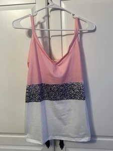 Unbranded Juniors Size Medium Pink, Black & White Striped Tank Top - Picture 1 of 3